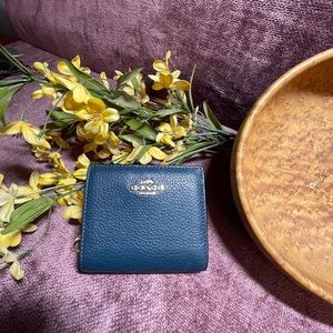 Coach Pebble Leather Snap Wallet - forest/teal